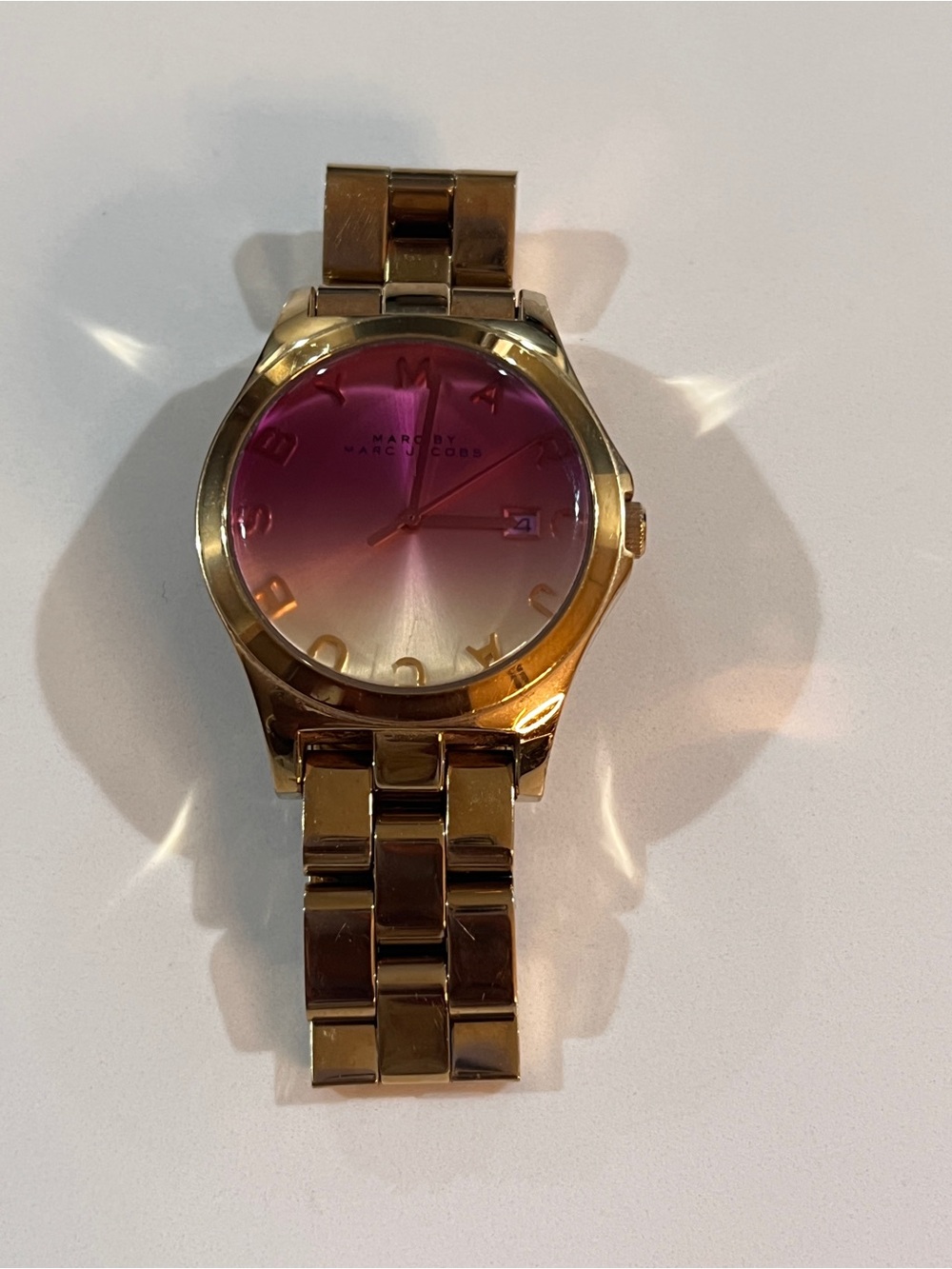Marc Jacobs Gold Bracelet Watch with Pink-to-Cream Gradient Dial